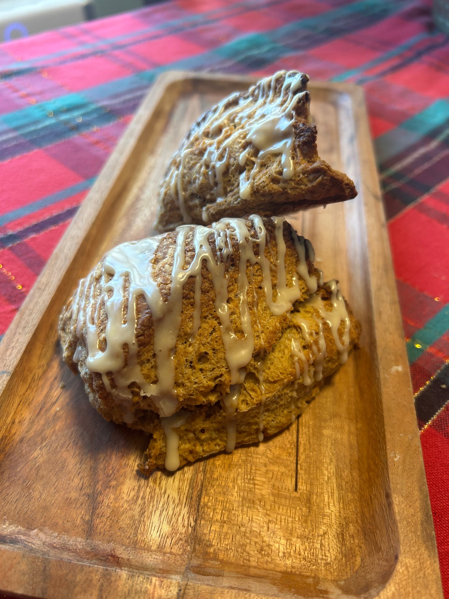 Organic (mostly) Sourdough Gingerbread Scones w/ Maple Glaze (XMAS)
