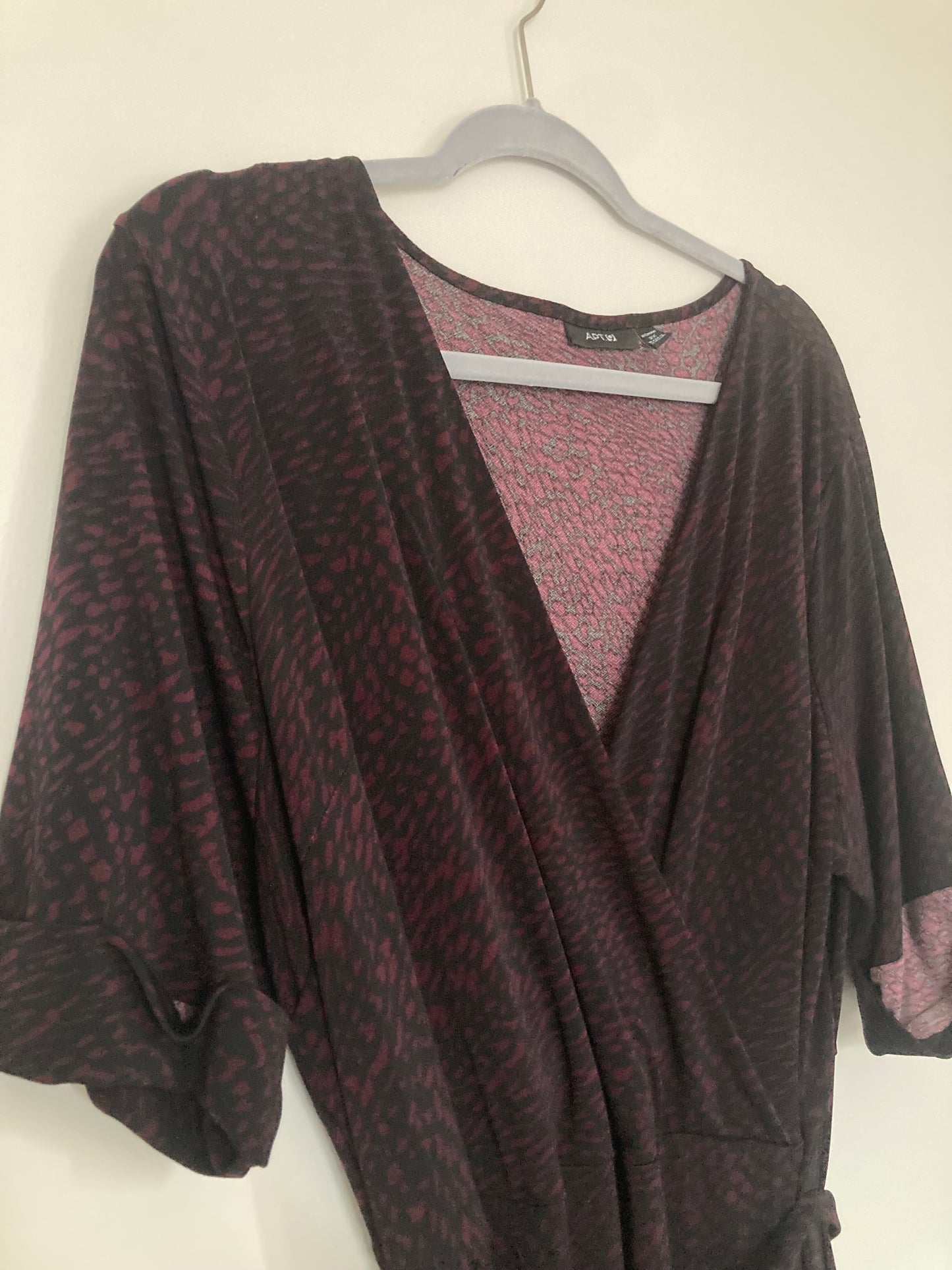 Maroon and black wrap dress 2X