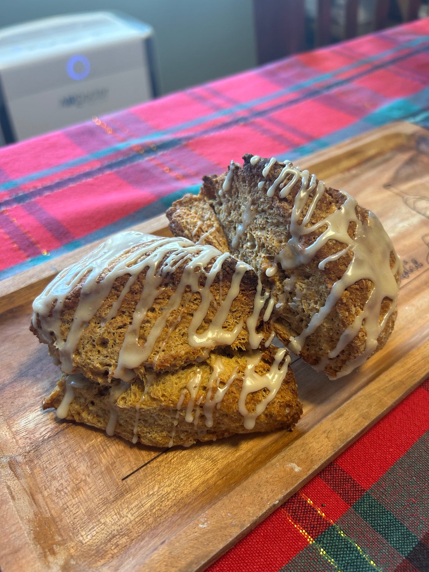 Organic (mostly) Sourdough Gingerbread Scones w/ Maple Glaze (XMAS)