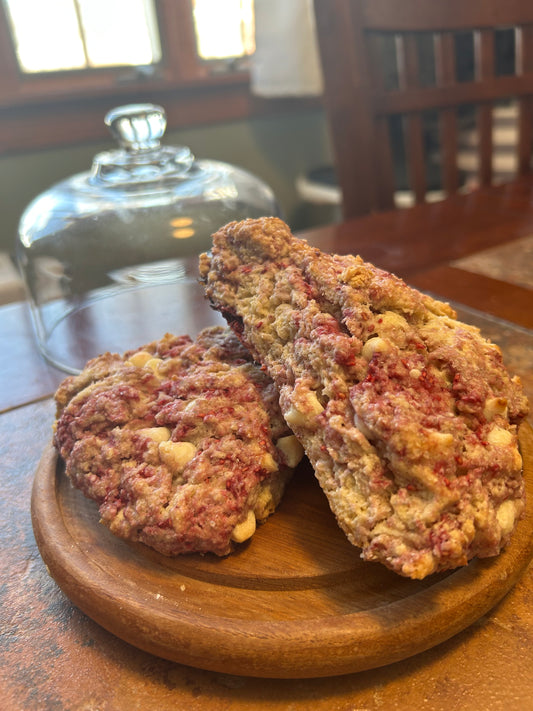 White Chocolate Raspberry Sourdough Jumbo Scones