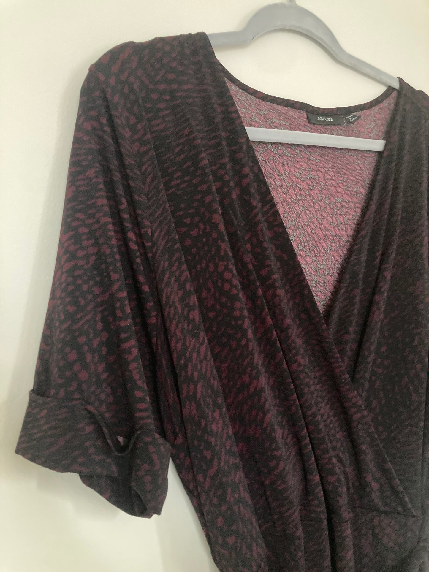 Maroon and black wrap dress 2X