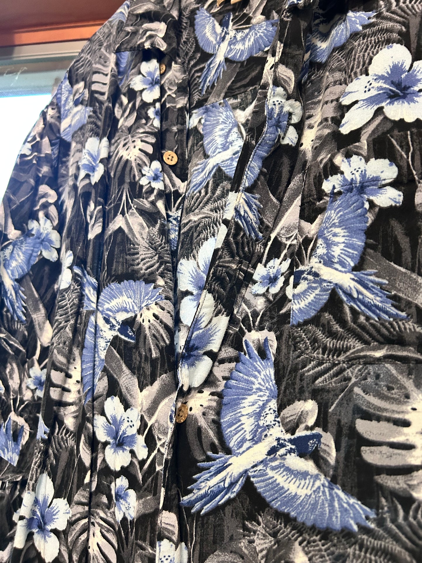 Bird & Floral Hawaiian Shirt XL