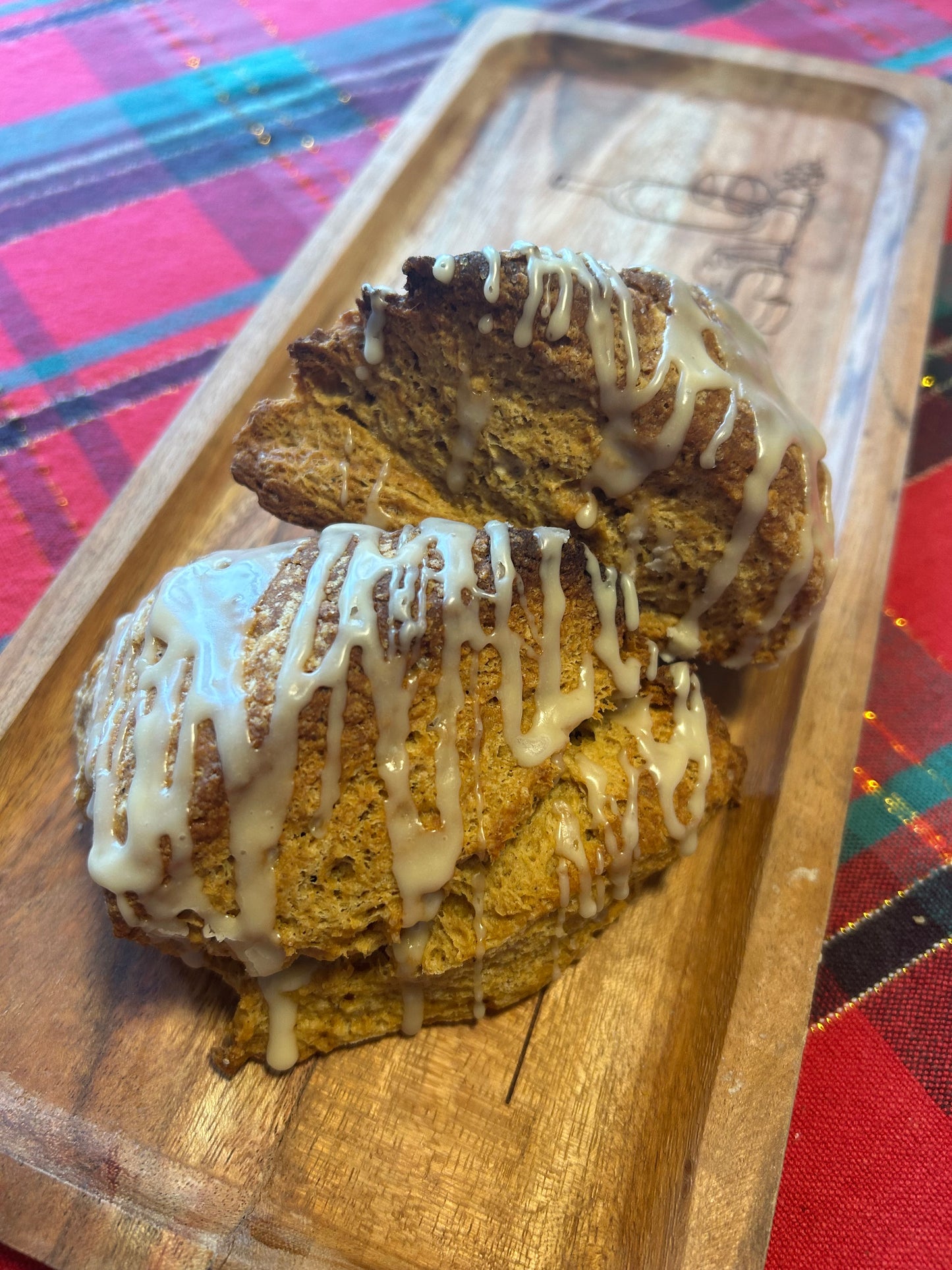 Organic (mostly) Sourdough Gingerbread Scones w/ Maple Glaze (XMAS)