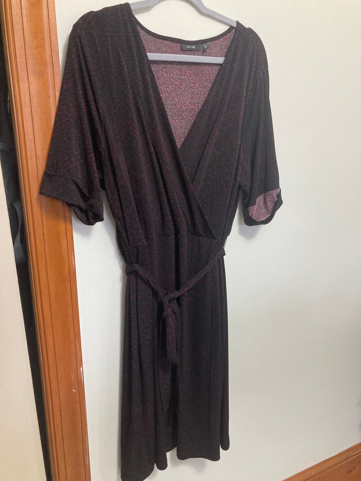 Maroon and black wrap dress 2X