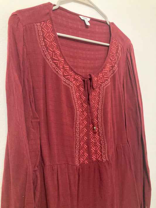 Maroon embroidered blouse 1X